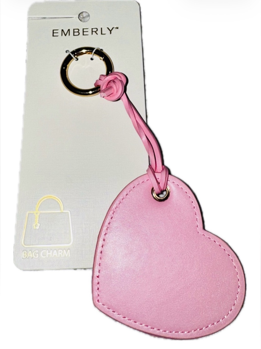Emberly Pink Heart Mirror Bag Charm Keychain -NWT (price per 1) bag not included - Picture 3 of 5